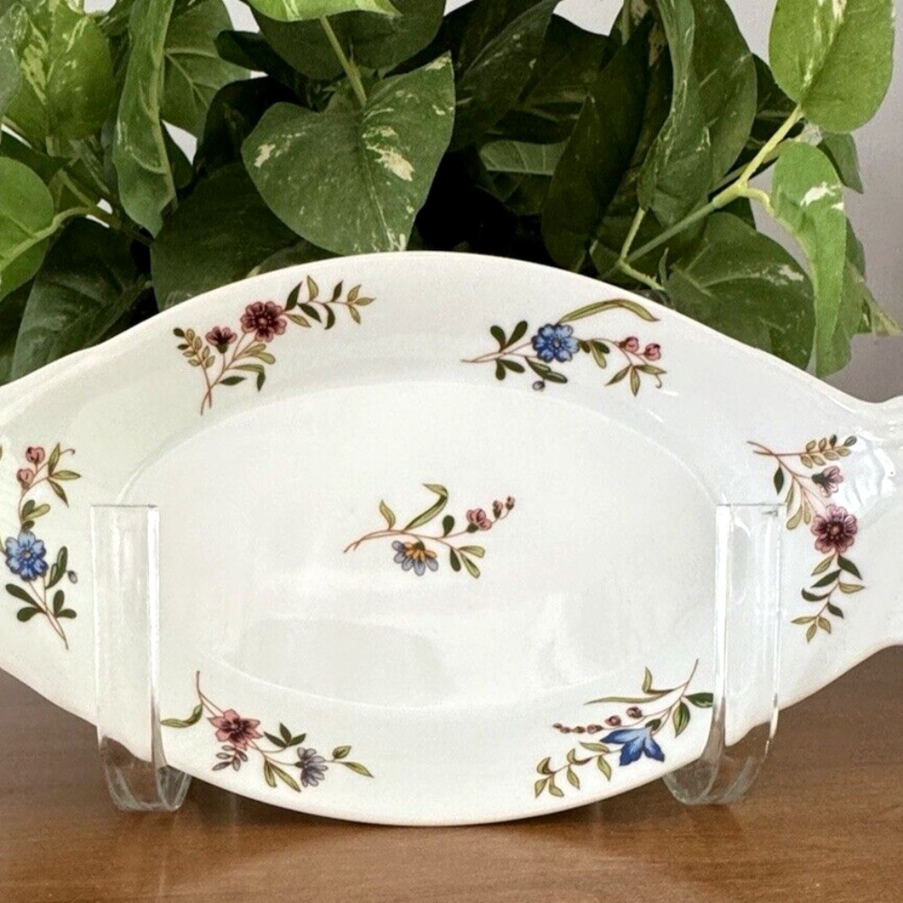 Vintage Retro BIA Codon Bleu Porcelain Serving Dish Floral Frieda Collection